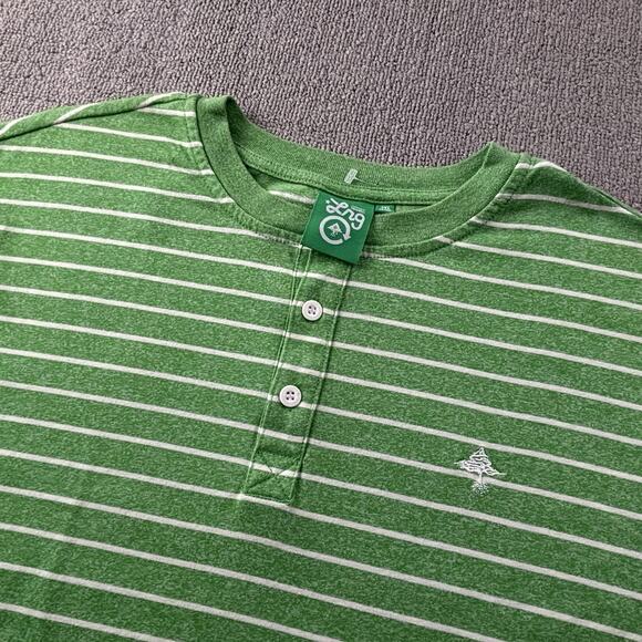 LRG Shirt Adult 2XL XXL Green Striped Henley Short Sleeve Casual Men's - Picture 8 of 14